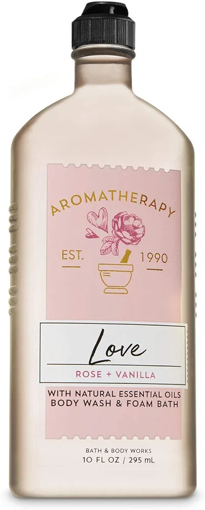 Bath and Body Works Aromatherapy LOVE - ROSE + VANILLA Body Wash and Foam Bath 10 Fluid Ounce