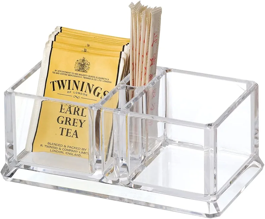 Clear Acrylic Two Lattices Tea Bags Holder Coffee Sugar Bag Case Guest Room Storage Boxes YTBH-001