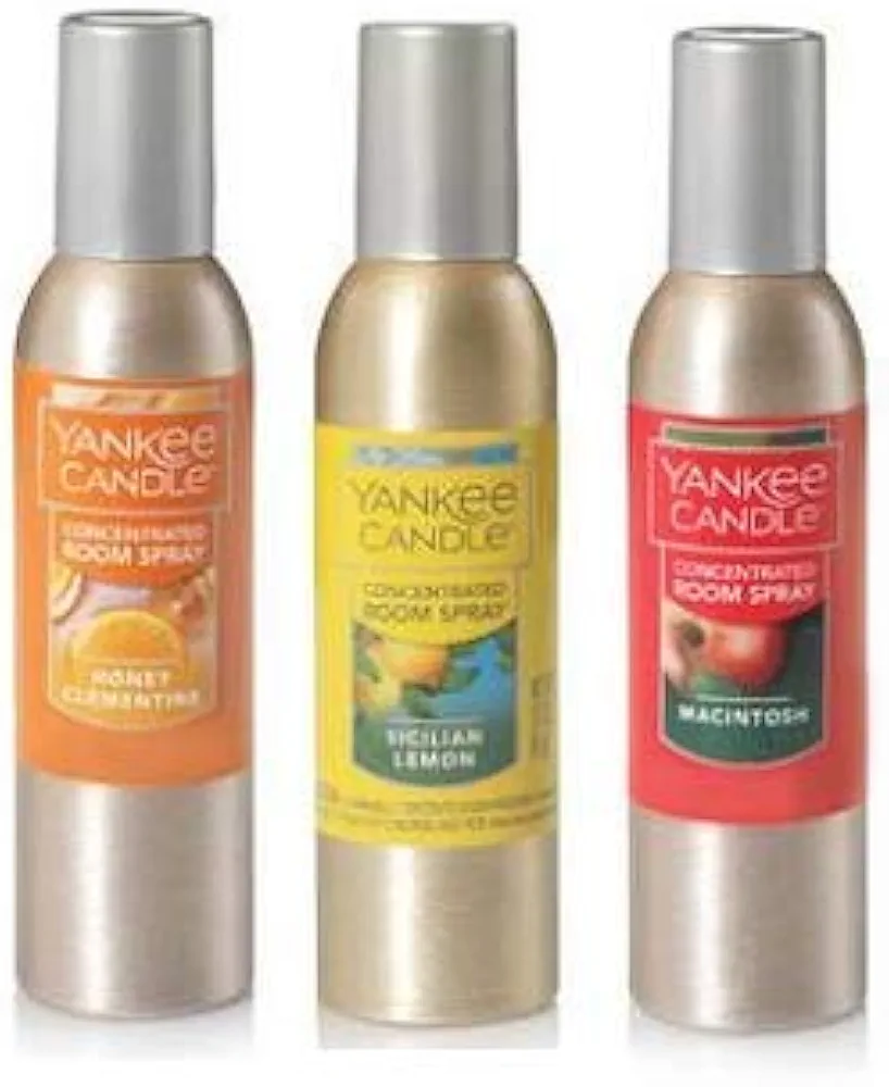 Yankee Candle Concentrated Room Spray 1.5 Oz. Honey Clementine, Sicilian Lemon and Macintosh.