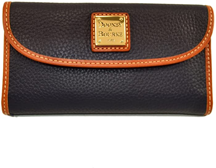 Dooney & Bourke Pebble Leather Continental Clutch Wallet Midnight Blue