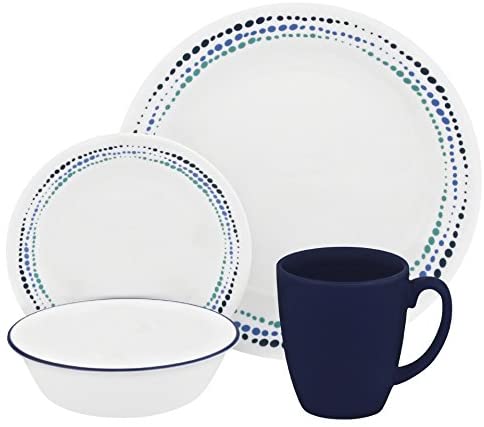 Corelle Livingware 16-Piece Dinnerware Set, Ocean Blues, Service for 4