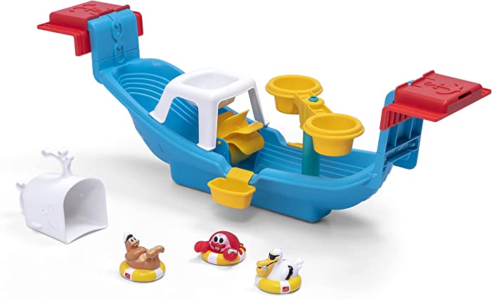 Step2 Nautical Rain Showers Bath Set | Bath Boat with Bath Toys, Blue