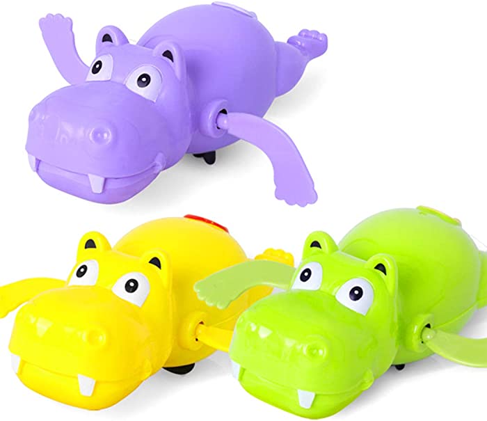 Xiaoyu Baby Bath Toy, Bathtub Toys for Toddlers, Floating Toys, Swimming Floating Bathtub Wind-up Toddler Toys, 3 Pack, Hippo