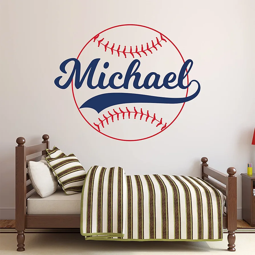 Baseball Wall Decals Decor Custom Name Art Sticker Poster Kids Room Personalized Sports Vinyl Boys Gift LD71