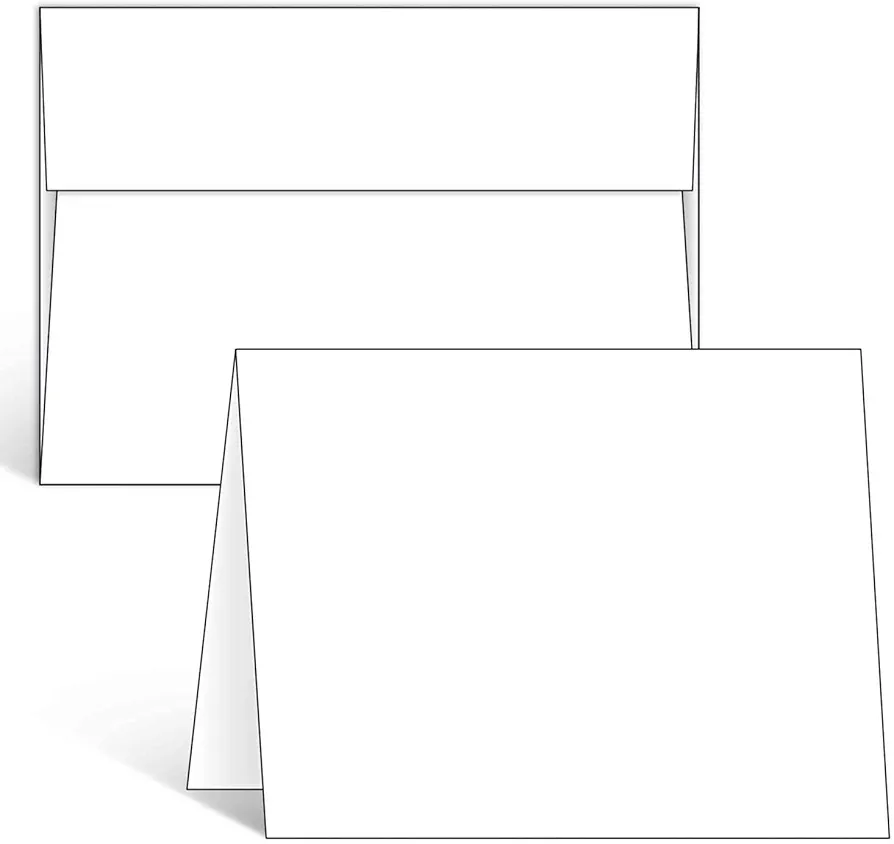 Blank White Cards and Envelopes 100 Pack, Ohuhu 4 x 6 Heavyweight Folded Cardstock and A4 Envelopes for DIY Greeting Cards, Wedding, Birthday, Invitations, Thank You Cards & All Occasion