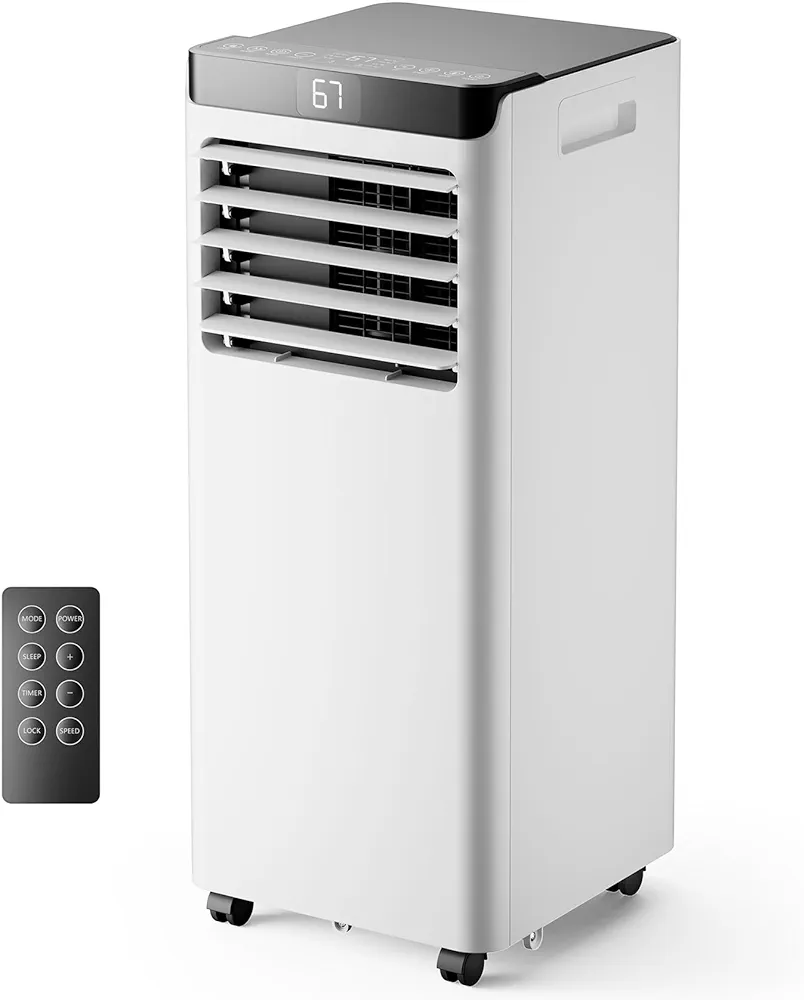 8,000 BTU Portable Air Conditioner for Room Up to 350 Sq.Ft,Portable AC Unit with 3 Modes,Remote Control with Installation Kit