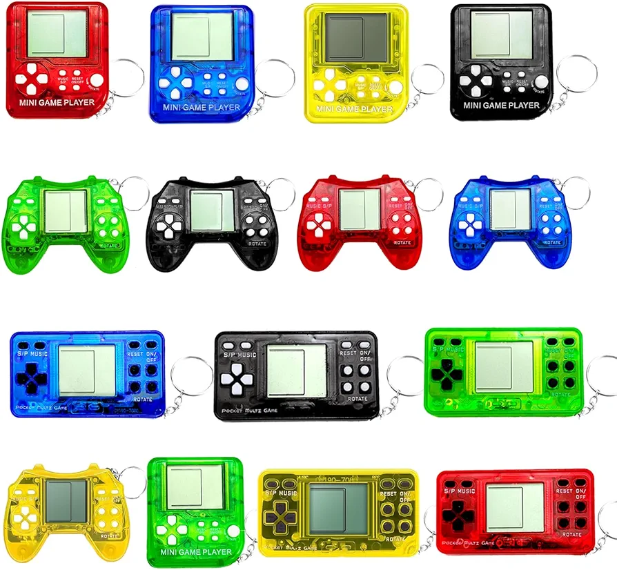 15Pcs Video Game Keychain Video Game Party Favors Video Game Party Supplies 3 Styles Mini Game Console Fidget Toys Bulk for Kids Classroom Prizes Goodies Bags Stuffer Backpack Keychain