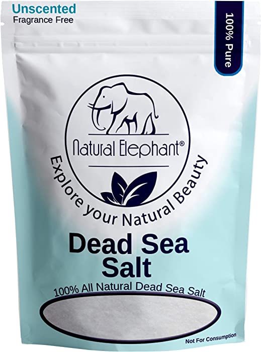 Dead Sea Salt Fine Grain 1 lb (450 g) by Natural Elephant 100% Natural & Pure for Psoriasis Eczema Acne & Other Dermatological Needs