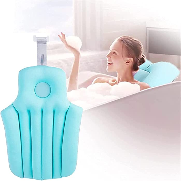 Bath Pillow Back Support Pillow, of The Shoulders and The Head, Water Resistant Pillows for Bathtubs and Spas (Color: Blue, Pink, Size: Short Style)