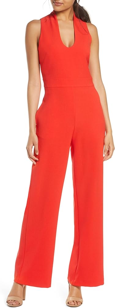 Vince Camuto womens Scoop Neck Crepe Jumpsuit