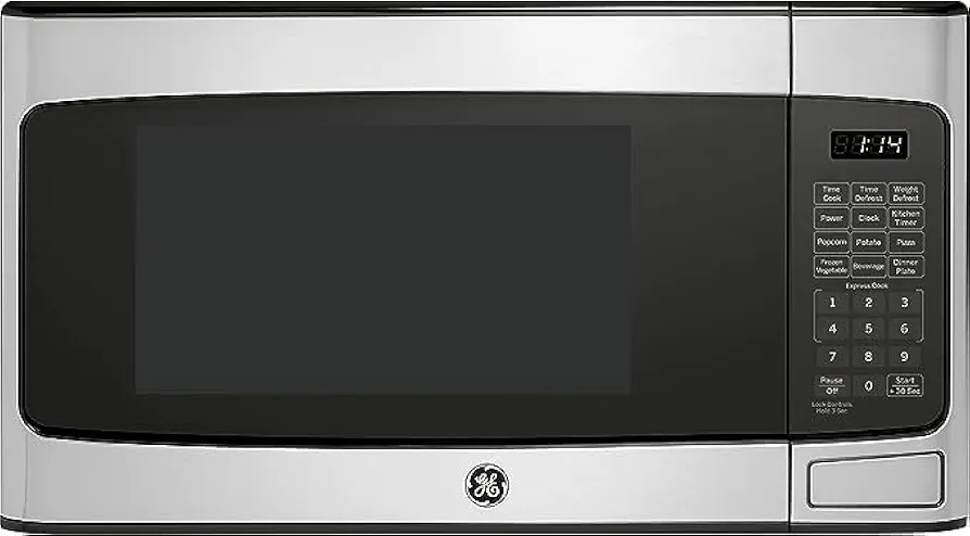 GE GCST11X1WSS Microwave Oven, 950-watt 6 Auto Cooking Settings, Child-Lock Technology, Kitchen Essentials for The Countertop, Dorm Room or Apartment, 1.1 Cu. Ft, Stainless Steel