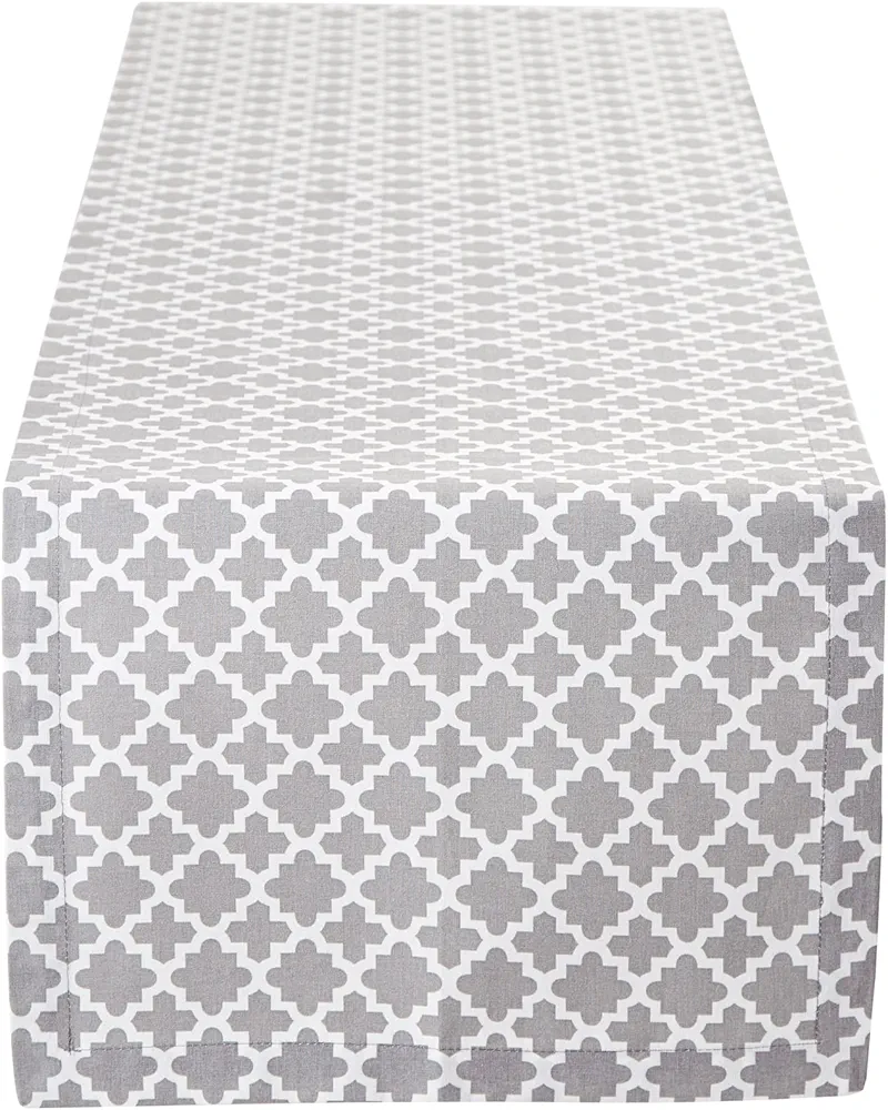 DII Lattice Tabletop Collection, Table Runner, 14x72, Gray