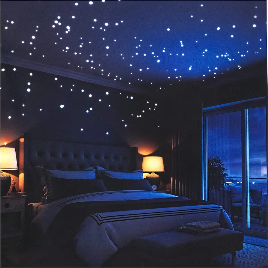 Glow in The Dark Stars Wall Stickers, Adhesive Dots Stars and Moon for Starry Sky, Galaxy Decor Bright and Realistic for Any Room,324 Ceiling Stars Wall Decals, Space Decal for Kids Bedroom