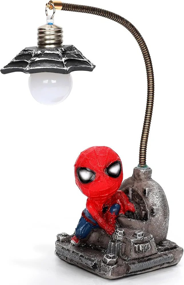 Spider Night Light for Kids - Kids Lamps for Boys - LED Red Light Desk Lamp - 7 Inches White Light Room Decor - Cool Stuff Christmas Birthday Gifts for Kids Boys Girls