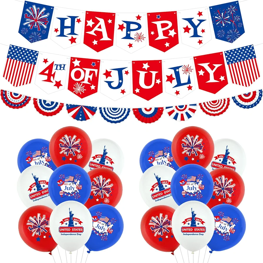 4th of July Decorations,Patriotic Decorations,Red White and Blue Decorations,Fourth of July for Festival,Party,Celling,Classroom,Home,Office,Bedroom(41pcs)