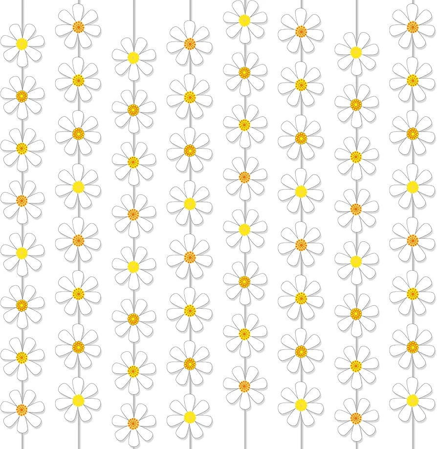 12 Packs Daisy Groovy Boho Party Banners Daisy Garland Kit Daisy Hanging Swirl Hippie Party Decorations White Daisy Paper Cutouts for One Birthday Baby Shower Party Home Classroom Favor Supplies Decor