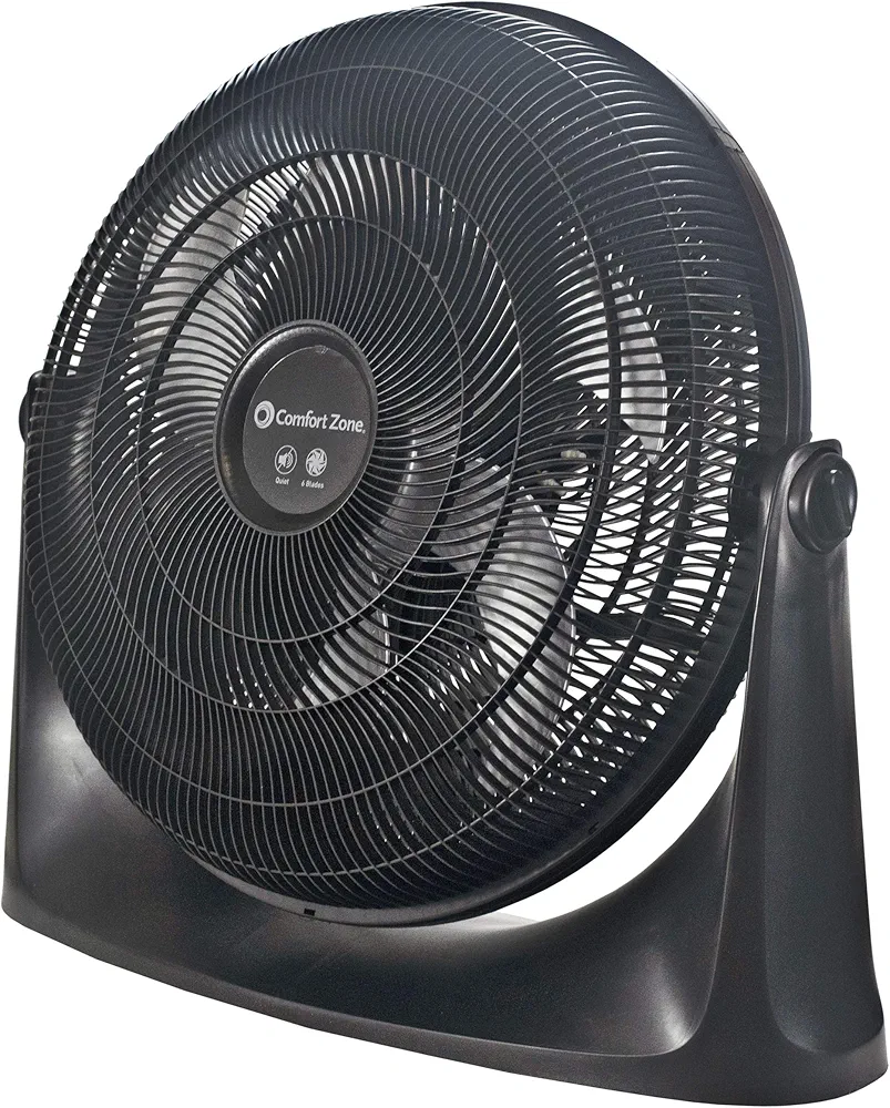 Comfort Zone PowrCurve High Velocity Floor Fan with Wall-Mounting Capabilities, 20 inch, 3 Speed, 180 Degree Adjustable Tilt, Ideal for Home, Bedroom, Gym & Office, CZHV201BS