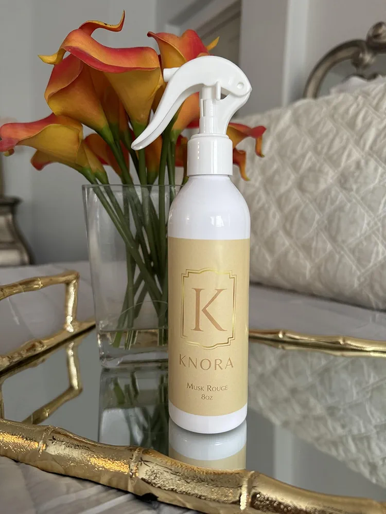 Knora Musk Rouge Linen and Room Spray Air Freshener, 8 oz, Inspired by Baccarat Rouge Fragrance, Made with Oils from Dubai, No Chemicals Added