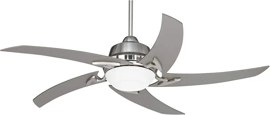 Casa Vieja 52" Capri Modern Indoor Ceiling Fan with LED Light Remote Control Brushed Nickel Silver White Opal Glass for Living Kitchen House Bedroom Family Dining Home Office Kids Room