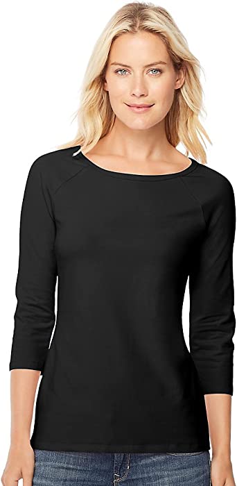 Hanes Women's Stretch Cotton Raglan Sleeve Tee