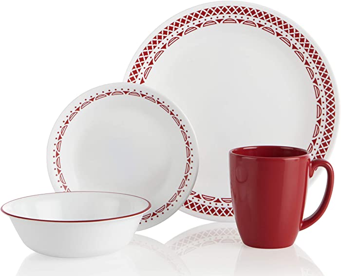 Corelle Cordoba Chip & Break Resistant 16pc Dinner Set, Service for 4, Vitrelle glass