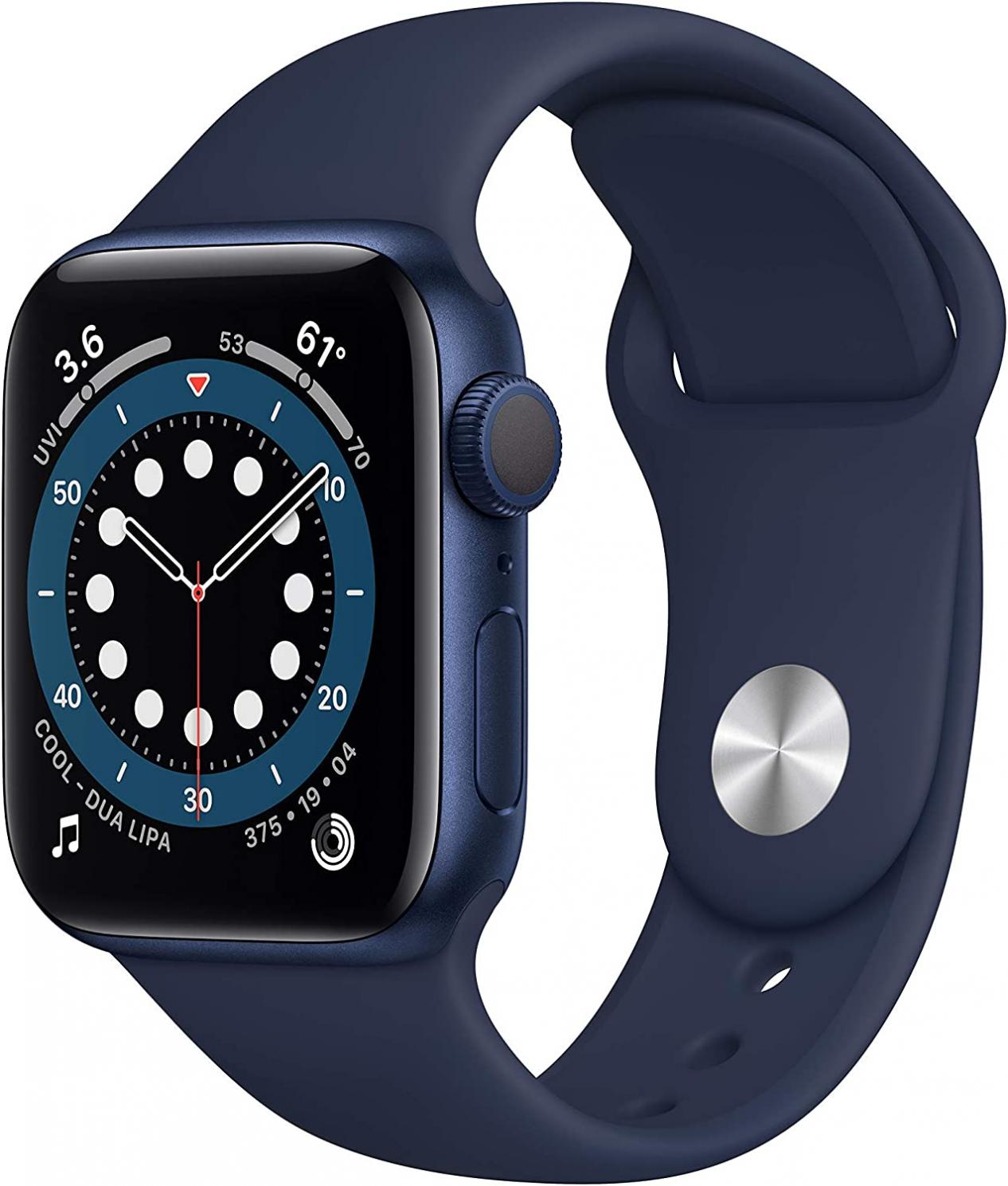 Apple Watch Series 6 (GPS, 40mm) - Blue Aluminum Case with Deep Navy Sport Band (Renewed)