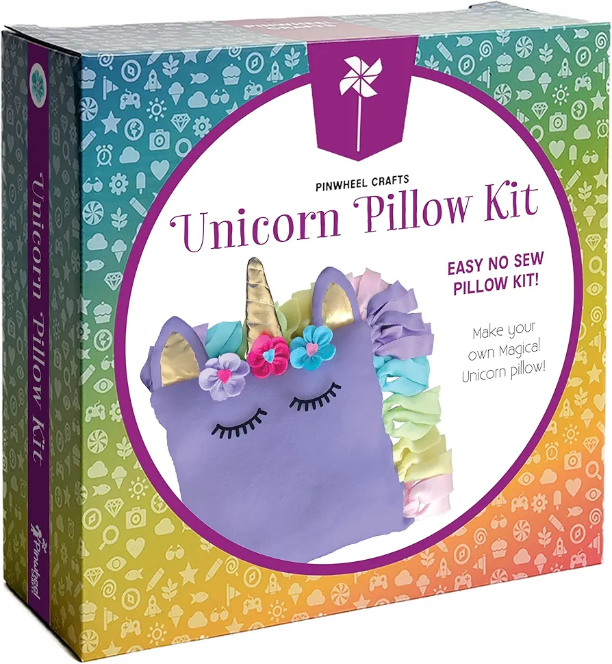 Unicorn Pillow Kit - No Sew Unicorn Craft Kit - Gifts for Girls, Arts and Crafts for Kids Ages 8-12 - Unicorn Toys for 6 Year Old Girl Gifts, Birthday, Easter, Toddlers, Teens