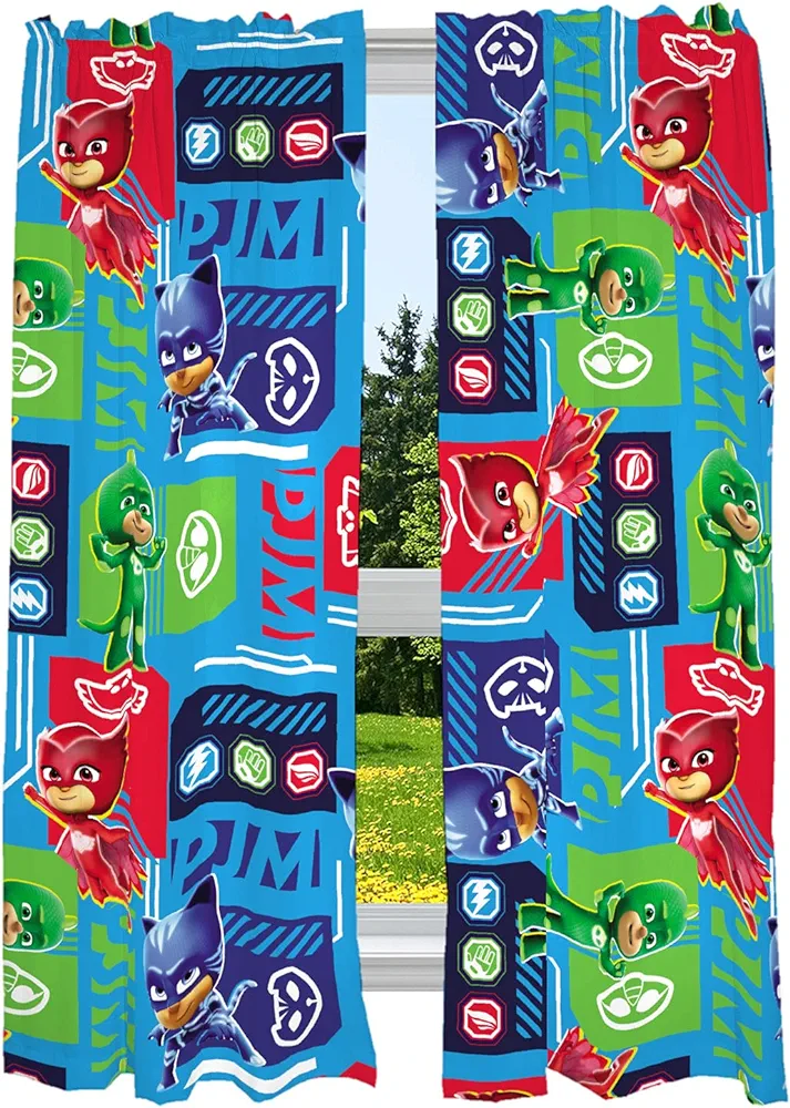 Franco Kids Room Window Curtains Drapes Set, 82 in x 63 in, PJ Masks