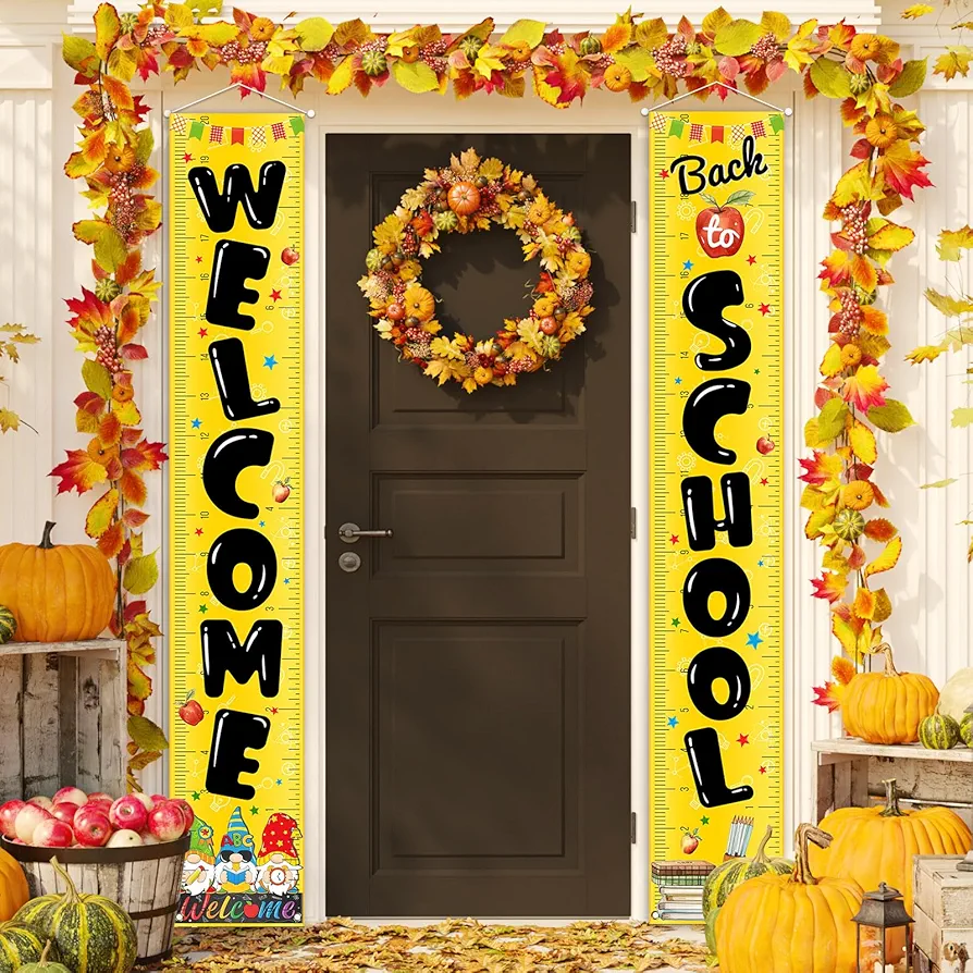 Back To School Decorations Outdoor Welcome Back To School Porch Sign Banner First Day of School First Day of Kindergarten Decorations and Supplies for Home Classroom