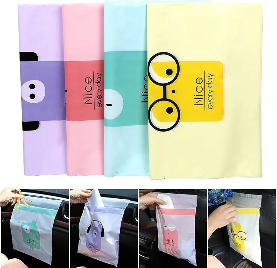 60PCS Easy Stick-On Disposable Car Trash Bag, Leakproof Vomit Bag, Beautiful Kitchen Storage Bag, Durable, Suitable for Cars, Kitchens, Bedrooms, Study Rooms, Travel, Camping, Office Spaces