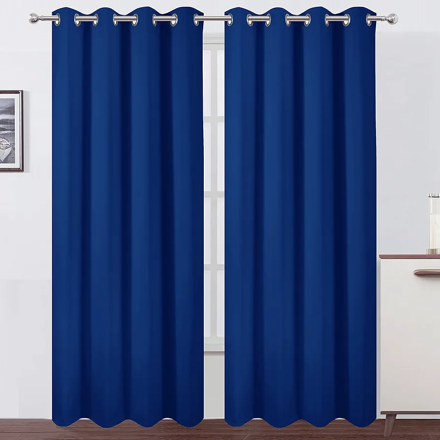 LEMOMO Blackout Curtains 66 x 95 inch/Royal Blue Curtains Set of 2 Panels/Thermal Insulated Room Darkening Bedroom Curtains