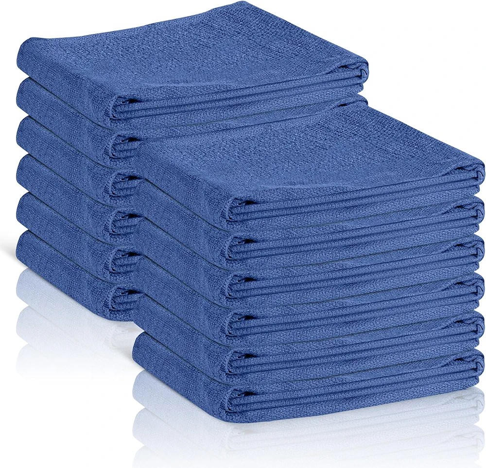 Surgical Towels for Cleaning Huck Towels 12 Pack 100% Cotton Size 16x26 Blue Cleaning Rags for Kitchen, Bar, Home, Windows, Industrial Shop, Glass Super Absorbent Lint Free Commercial Grade