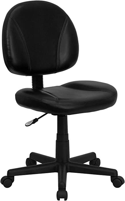 Flash Furniture Mid-Back Black LeatherSoft Swivel Ergonomic Task Office Chair with Back Depth Adjustment