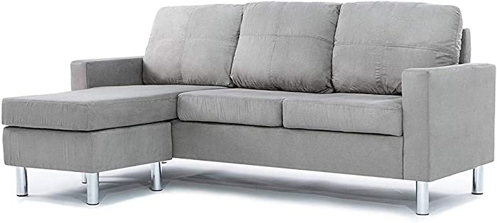 Divano Roma Furniture Small Space Modern Sectional Sofa, Gray