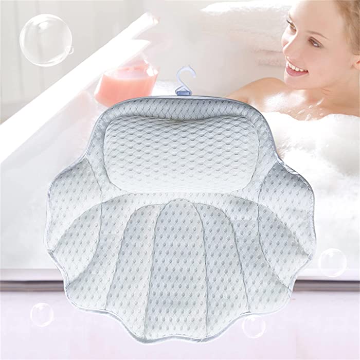 mozhixue 2 Pcs Bath Pillow Bathtub Spa Pillow with 4D Air Mesh Technology and 6 Suction Cups Luxury Spa Bathtub Head Neck Rest Support,White