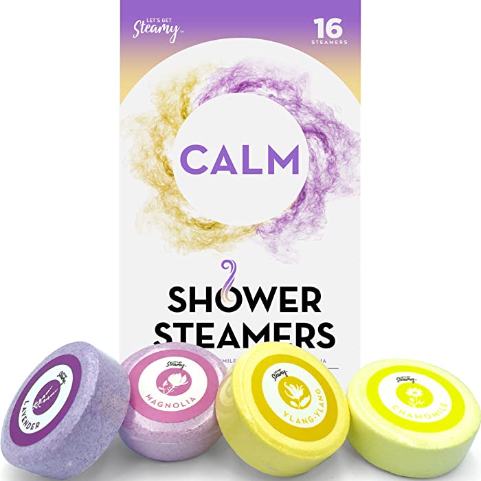 Steamy Shower Aromatherapy (16 Pack) Essential Oil Shower Bombs (All Natural) Shower Steamer Pods Spa Gift Set, Relaxation Stress Relief Self Care Gifts for Women, Lavender Bath Vapor Shower Tablets