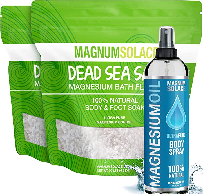 Pure Magnesium Bath Flakes & Magnesium Oil Spray - 100% Natural Relief (3 Item Bundle)