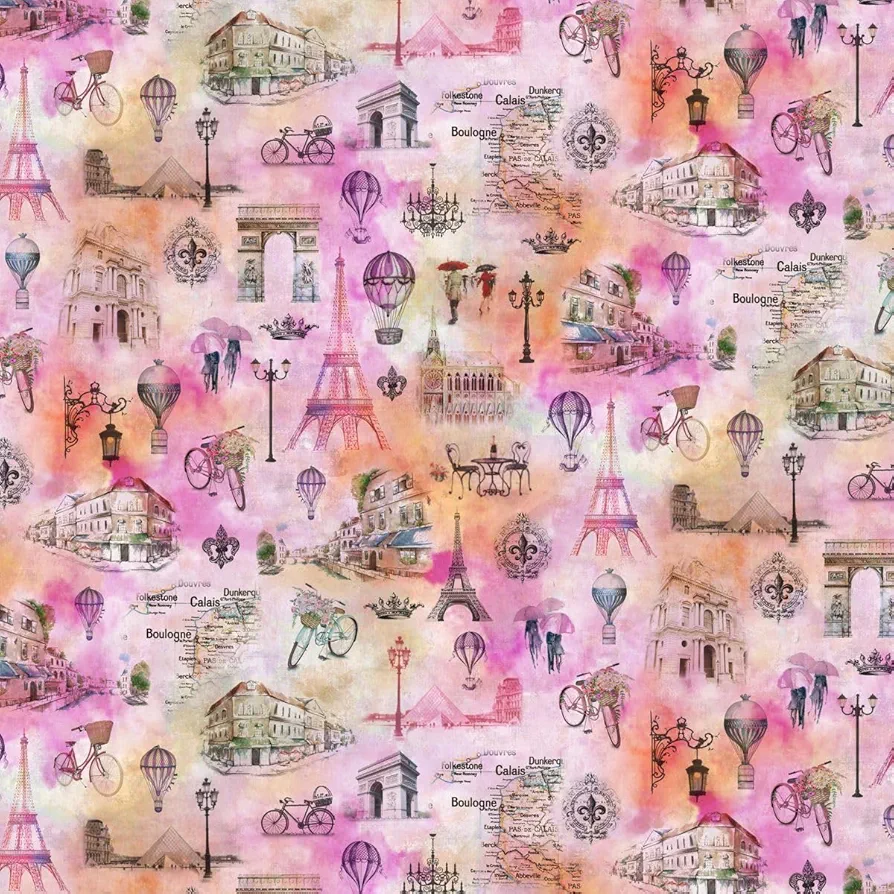 Michael Miller Paris Icons, Pink 15 Yard Bolt