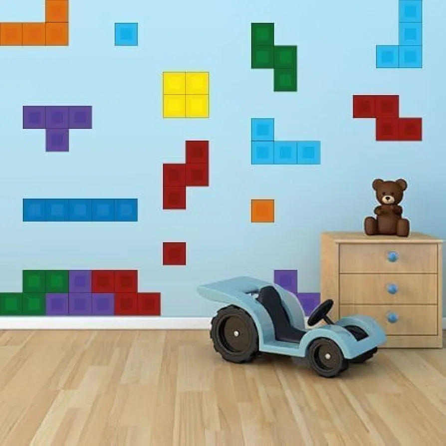 Tetris Wall decal Video Game Stickers Kids Room 24 Tetris Pieces Mcol42