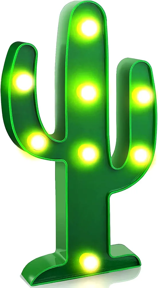 YiaMia LED Night Light LED Cactus Light Table Lamp Light for Kids' Room Bedroom Gift Party Home Decorations Green