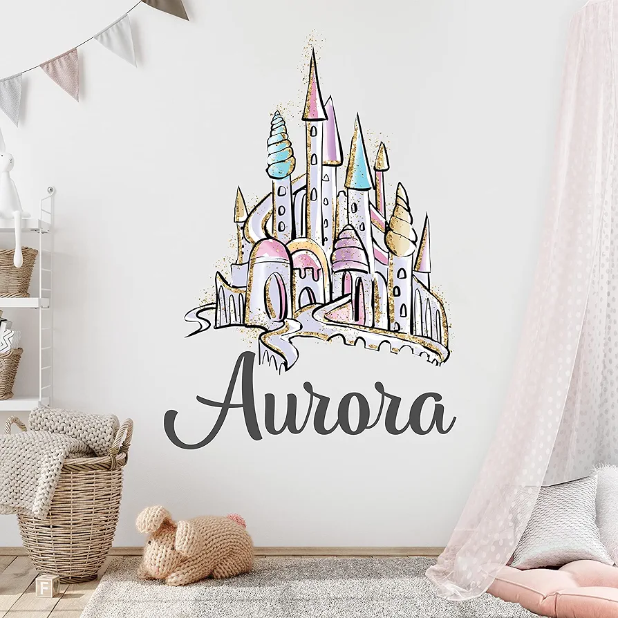 Custom Name Wall Decals Castle Wall Decal Princess Wall Art Mural Nursery Decor Girls Bedroom Vinyl Sticker