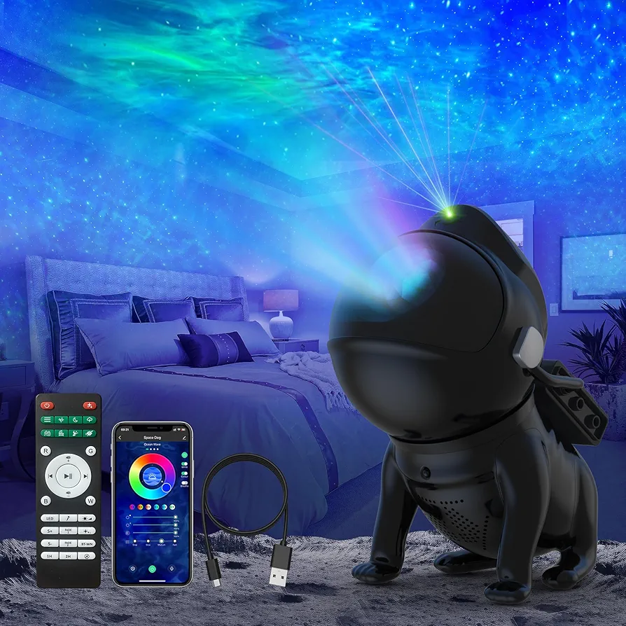 space dog star projector,galaxy light projector,Galaxy Projector for Bedroom,Lamp with Timer and Remote,Gift for Kids Adults for Bedroom,Christmas,Birthdays,Valentine's Day,Room Decor,Party,Black