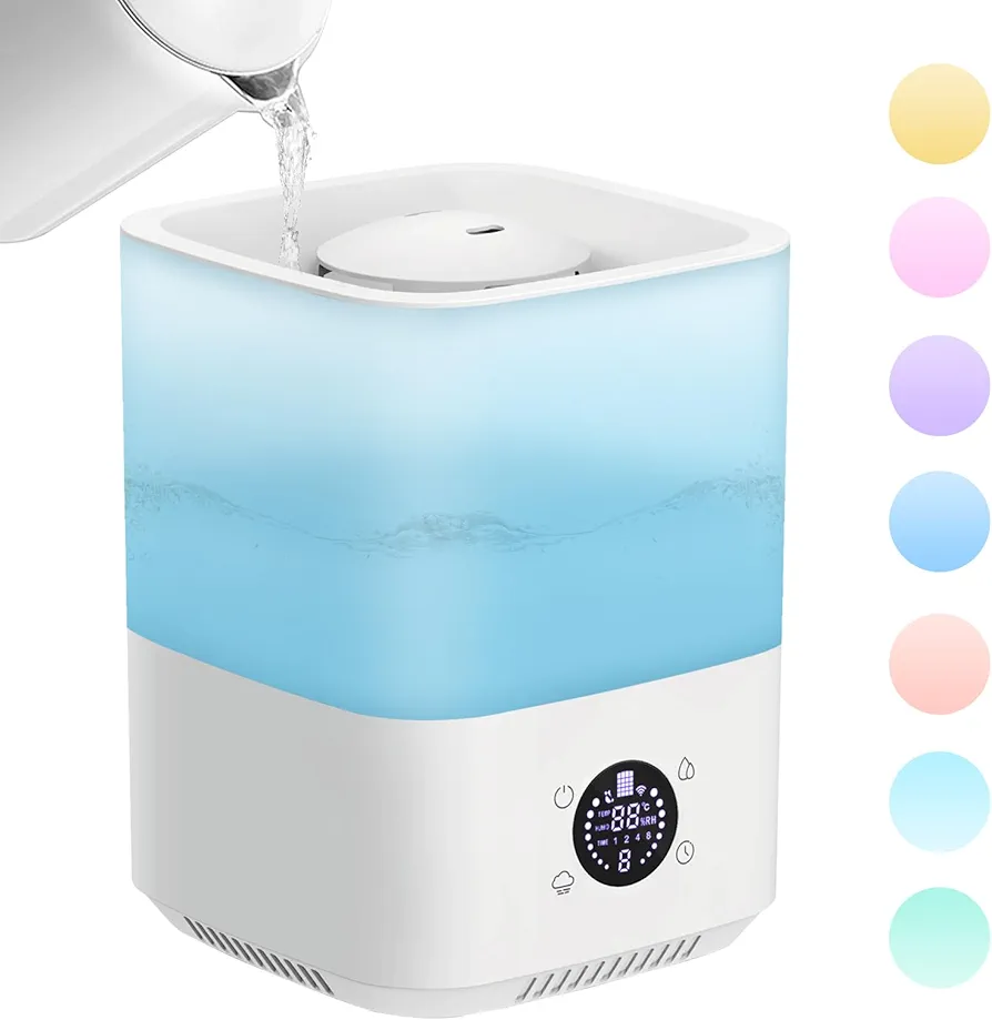 Humidifiers for Bedroom, Saicefe 4L Top Fill Humidifier for Large Room, Cool Mist Humidifiers for Nursery, Home & Plants, Quiet Air Humidifier with LED Lights, Auto Shut-Off & Easy to Clean