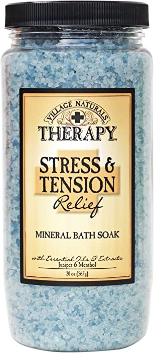 Village Naturals Mineral Bath Salts Soak, Relief for Joint and Muscle Pain Combining Epsom Salts, Juniper, Orange and Menthol Essential Oils and Extracts, 20 ounces