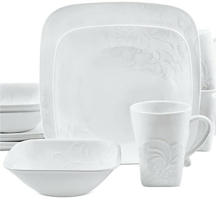 CORELLE Boutique Cherish Embossed Square 16-pc Set