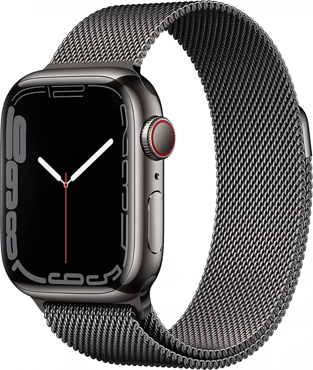 Apple Watch Series 7 GPS + Cellular, 41mm Graphite Stainless Steel Case with Graphite Milanese Loop AppleCare+ for Apple Watch Series 7 Stainless Steel (2 Years)