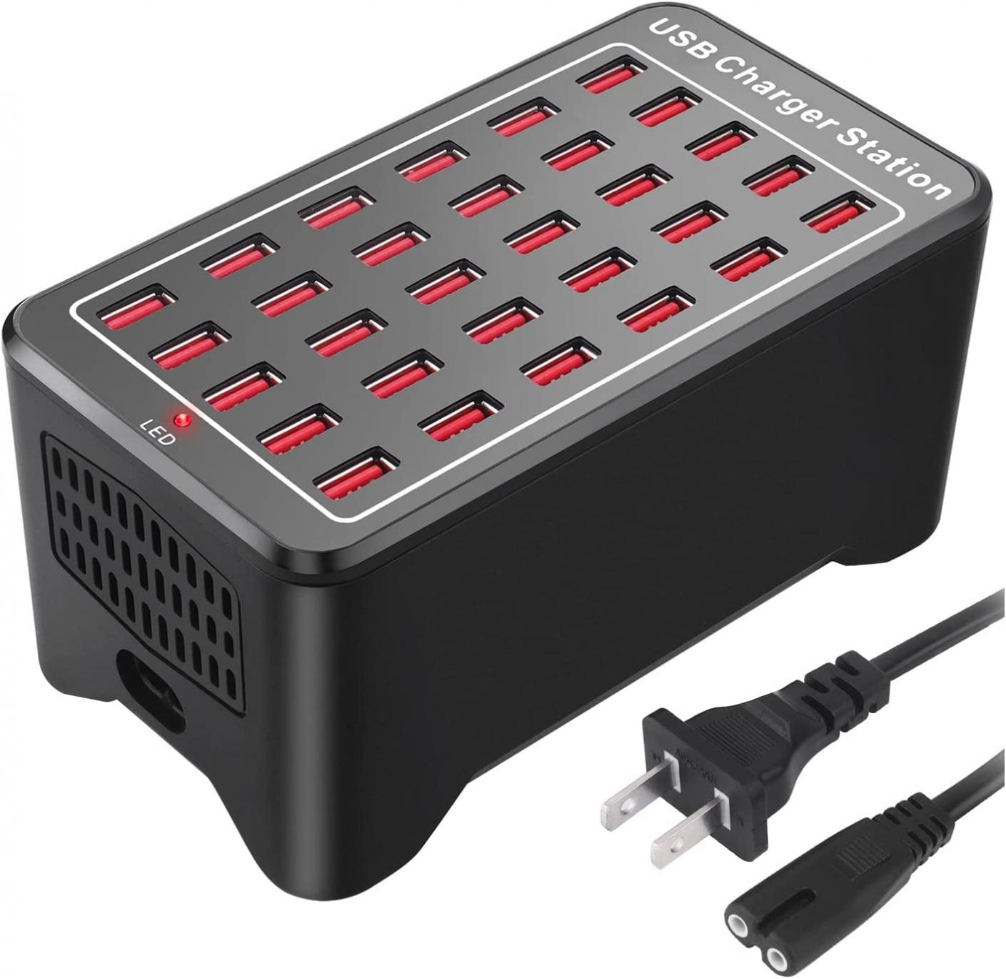 USB Charging Station, Cinlinso 30-Port 150Watt(30A) Multi Port USB Charger Station with Smart Detect for Multiple Devices Smartphones Tablets and Other Electronics