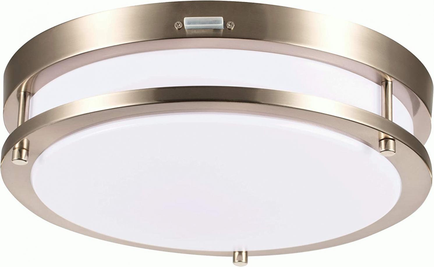 Cloudy Bay Indoor & Outdoor 13 inch 5 Color LED Flush Mount Ceiling Light,2700K/3000K/3500K/4000K/5000K Selectable,120V 23W 1400lm CRI90+ Dimmable,Brushed Nickel, Wet Location