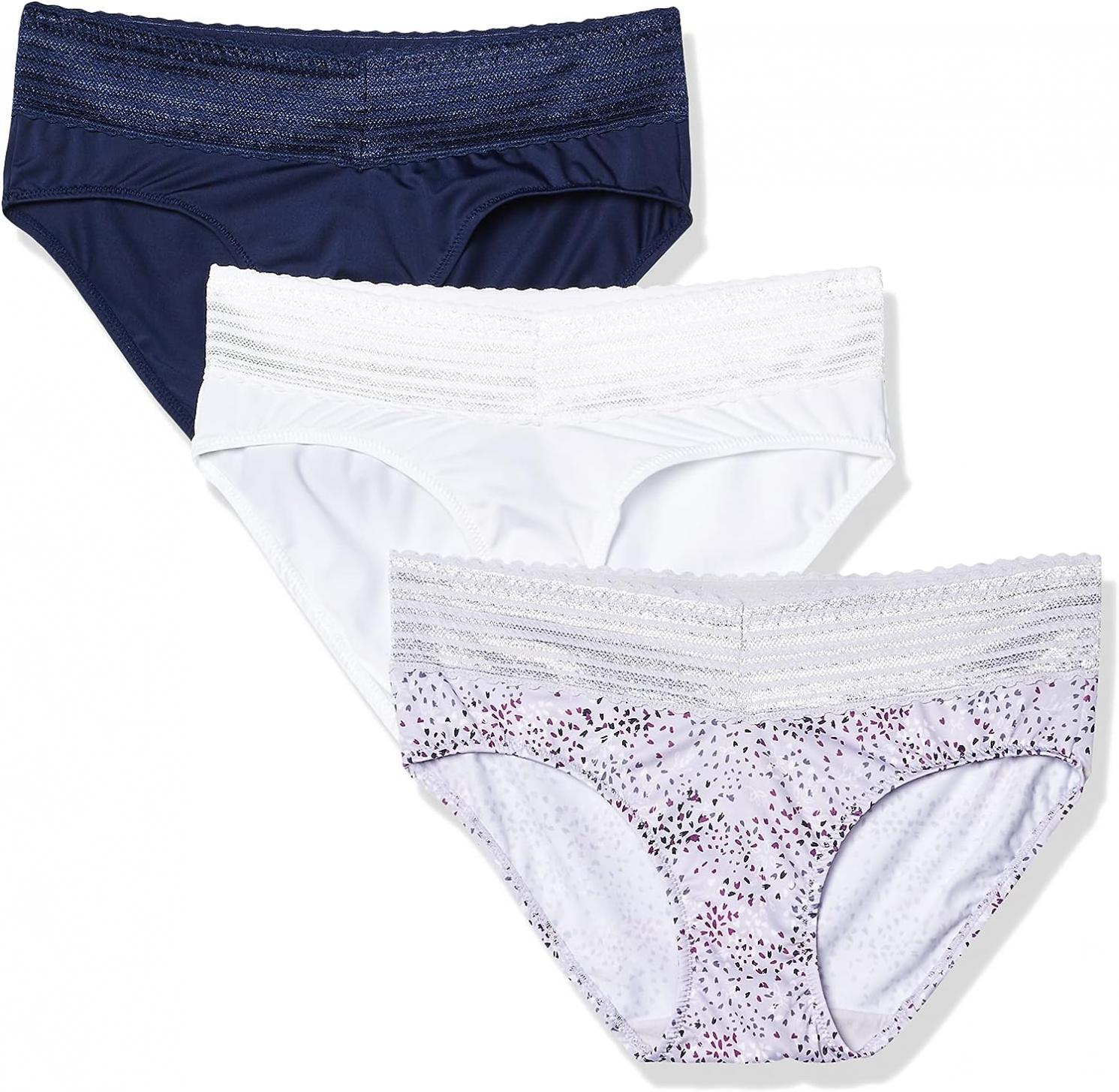 Warner's Women's Blissful Benefits No Muffin 3 Pack Cotton Hipster Panties