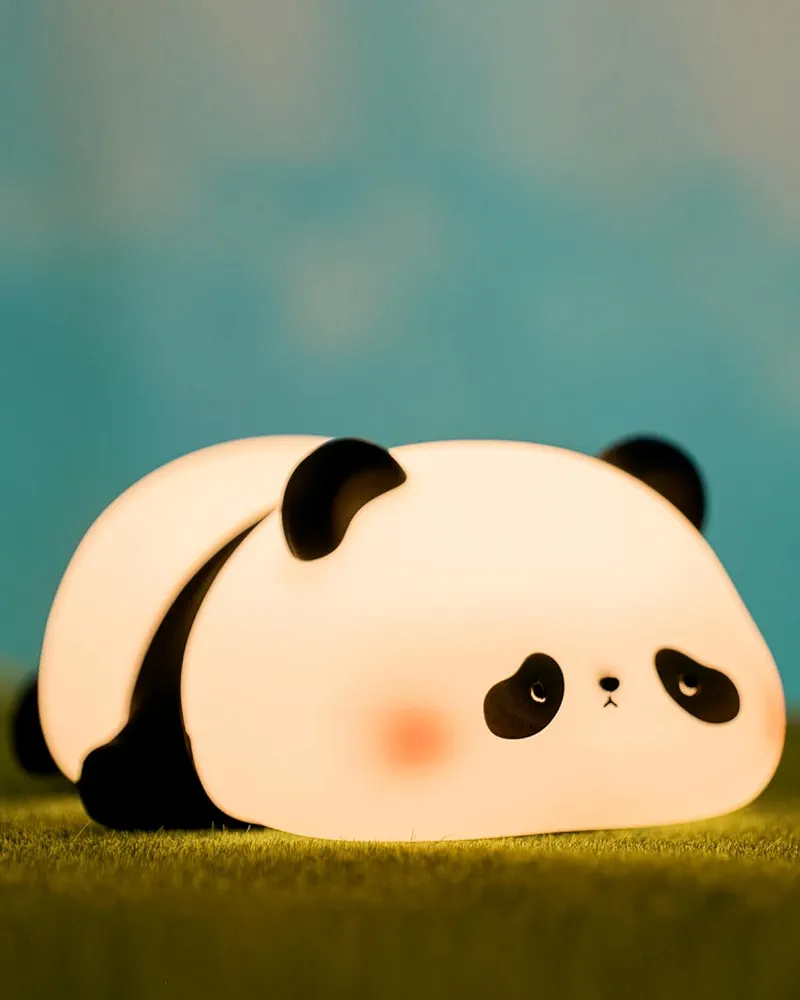 Cute Panda Night Light, LED Squishy Novelty Animal Night Lamp, Food Grade Silicone 3 Level Dimmable Breastfeeding Nursery Nightlight for Room Decor, Cute Gifts Stuff for Boys Girls Baby Children